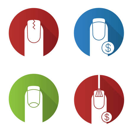 Manicure flat design long shadow glyph icons setのイラスト素材