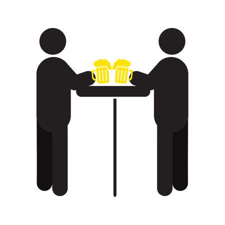 People drinking beer silhouette iconのイラスト素材