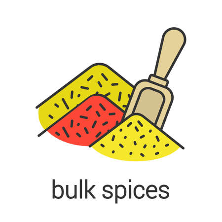 Bulk spices color icon. Spice shop. Isolated vector illustrationのイラスト素材