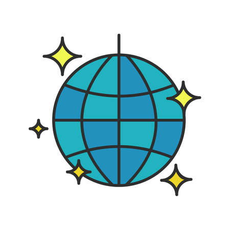Disco ball color icon. Isolated vector illustrationのイラスト素材