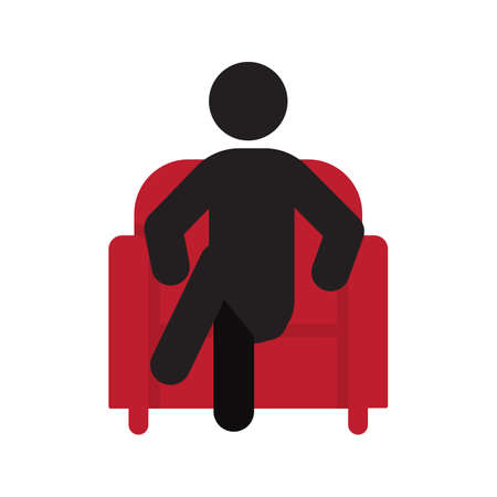 Man sitting in armchair silhouette icon. Waiting. Isolated vector illustration. Taking restのイラスト素材