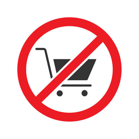 Forbidden sign with shopping cart glyph icon.のイラスト素材