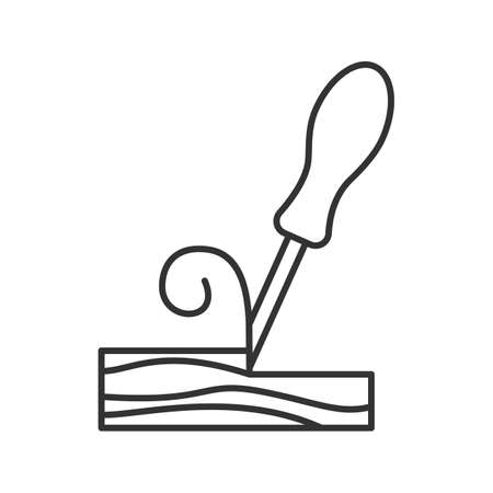 Wood chisel linear icon. Thin line illustration. Firmer chisel. Contour symbol. Vector isolated outline drawingのイラスト素材