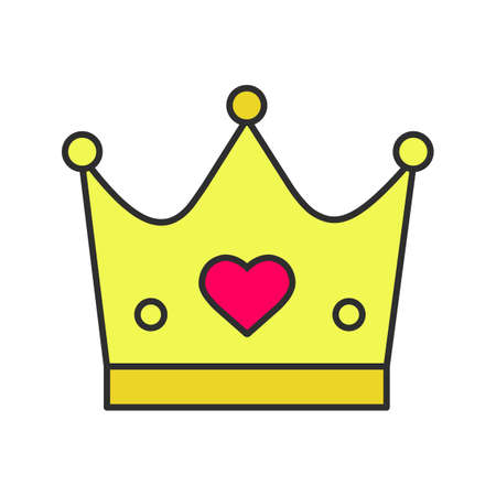 Crown color icon. Masquerade costume part. Isolated vector illustrationのイラスト素材