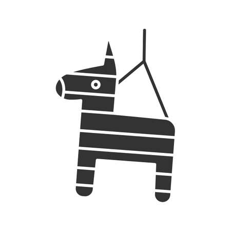 Pinata glyph icon. Silhouette symbol. Donkey toy. Negative space. Vector isolated illustrationのイラスト素材