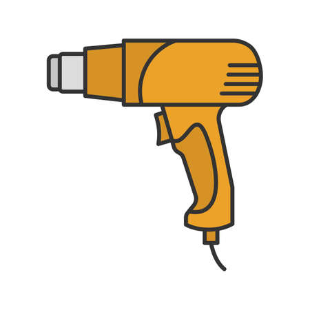 Heat gun color icon. Hot air gun. Isolated vector illustrationのイラスト素材