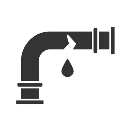 Broken water pipe glyph icon. Silhouette symbol. Negative space. Vector isolated illustrationのイラスト素材