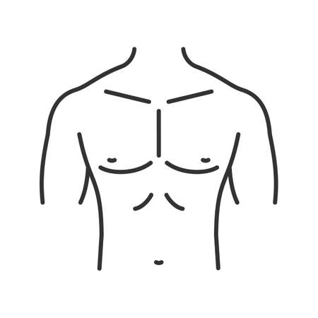 Muscular male chest linear icon thin line illustration. Contour symbol vector isolated outline drawing.のイラスト素材