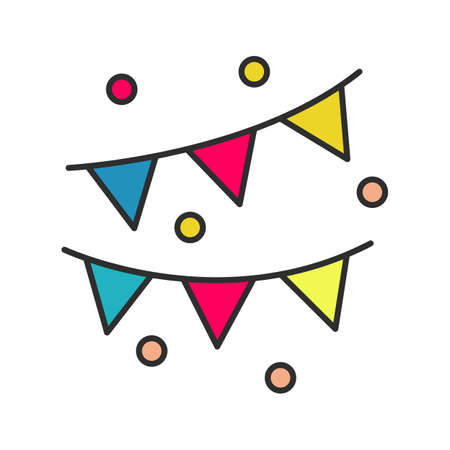 Garlands color icon. Party decoration. Isolated vector illustrationのイラスト素材