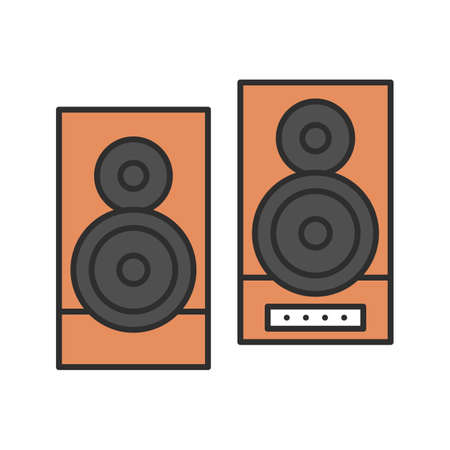 Speakers color icon. Stereo system. Isolated vector illustrationのイラスト素材