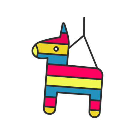 Pinata color icon. Donkey toy. Isolated vector illustrationのイラスト素材
