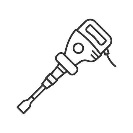 Paving breaker linear icon. Thin line illustration. Air hammer. Contour symbol. Vector isolated outline drawingのイラスト素材