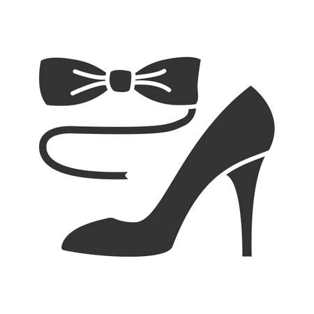 Bow tie and high heel shoe glyph icon. Silhouette symbol. Party dress code. Negative space. Vector isolated illustrationのイラスト素材