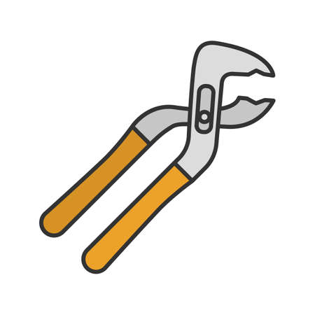 Tongue and groove pliers color icon. Jaw capacity. Isolated vector illustrationのイラスト素材