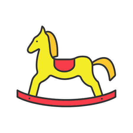 Rocking horse color icon. Isolated vector illustrationのイラスト素材