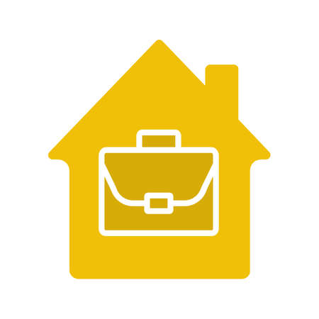 Home office glyph color icon. Freelance. Silhouette symbol on white background. Remote job. Negative space. Vector illustrationのイラスト素材