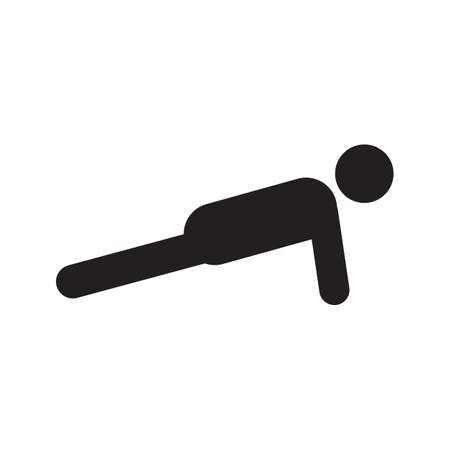 Man doing push up silhouette icon. Sports. Isolated vector illustration. Healthy lifestyle. Morning exerciseのイラスト素材