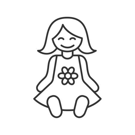 Baby doll linear icon. Thin line illustration. Contour symbol. Vector isolated outline drawingのイラスト素材