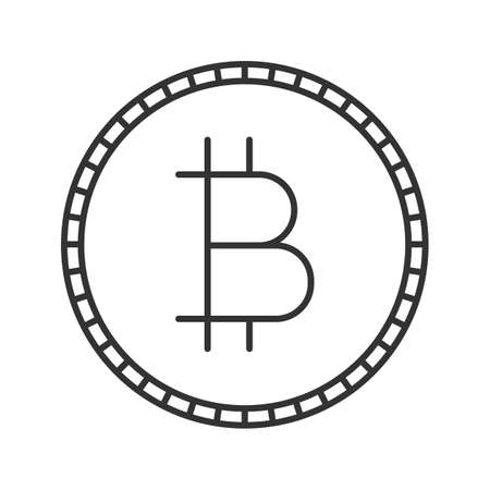 Bitcoin linear icon. Thin line illustration. Cryptocurrency. Contour symbol. Vector isolated outline drawingのイラスト素材
