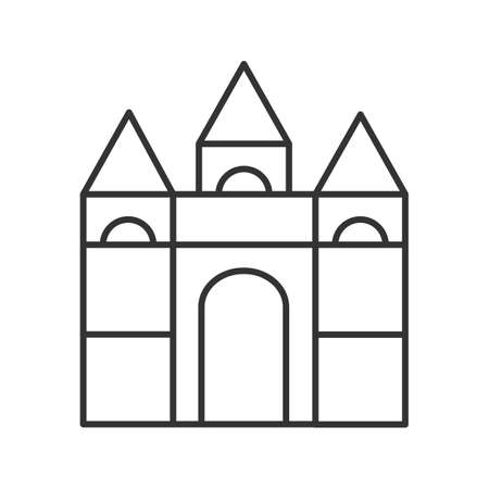 Castle building blocks linear icon. Thin line illustration. Contour symbol. Vector isolated outline drawingのイラスト素材
