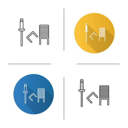 Stapler pins icon. Flat design, linear and color styles. Staples. Isolated vector illustrationsのイラスト素材