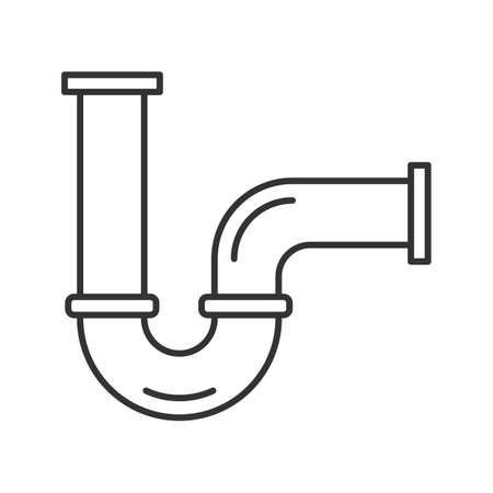 Pipe linear icon. Thin line illustration. Water pipe. Contour symbol. Vector isolated outline drawingのイラスト素材