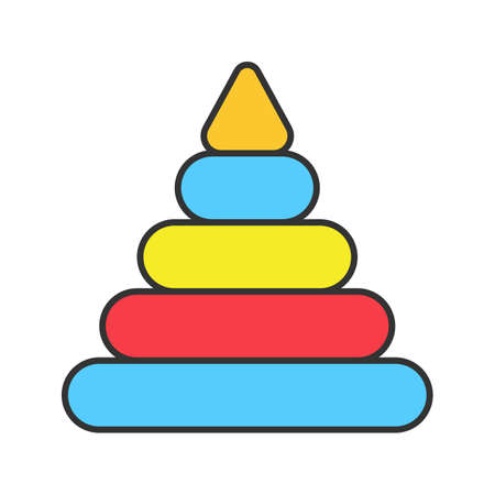Pyramid toy color icon. Isolated vector illustrationのイラスト素材