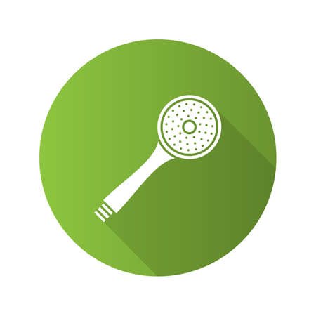 Shower head flat design long shadow glyph icon. Vector silhouette illustrationのイラスト素材