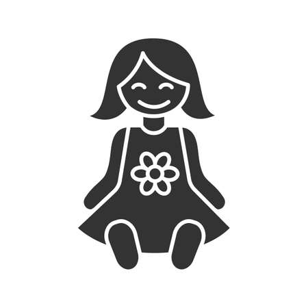 Baby doll glyph icon. Silhouette symbol. Negative space. Vector isolated illustrationのイラスト素材