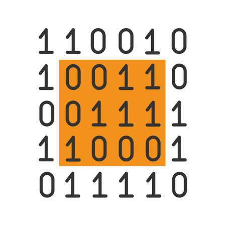 Binary code color icon. Digital data. Computing. Isolated vector illustration