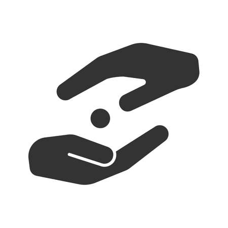 Islamic zakat glyph icon. Silhouette symbol. Donation. Alms-giving. Negative space. Vector isolated illustrationのイラスト素材