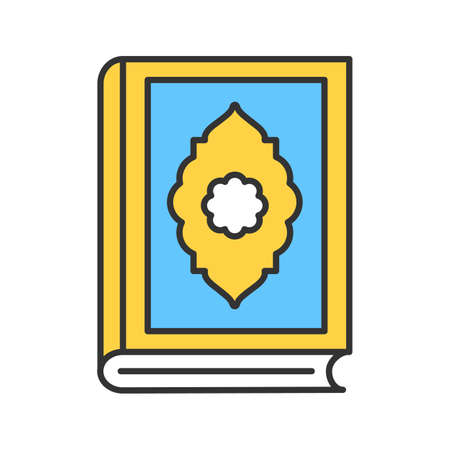Quran book color icon. Islamic religion. Koran. Isolated vector illustrationのイラスト素材