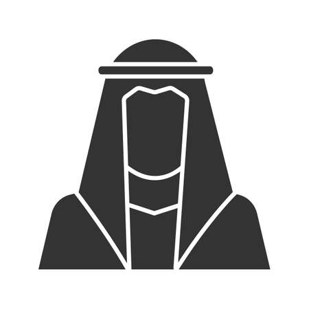 Muslim man silhouette glyph icon. Muslim traditional clothes.のイラスト素材