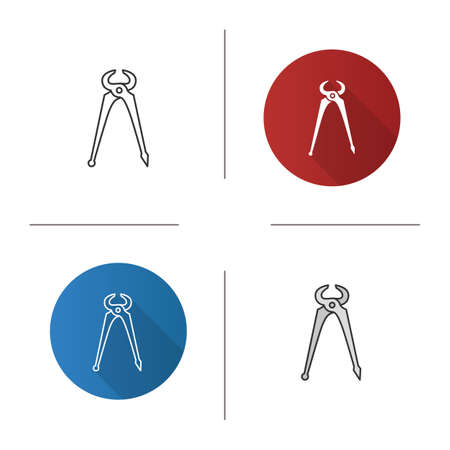Carpenter's end cutting pliers icon. Flat design, linear and color styles. Isolated vector illustrationsのイラスト素材