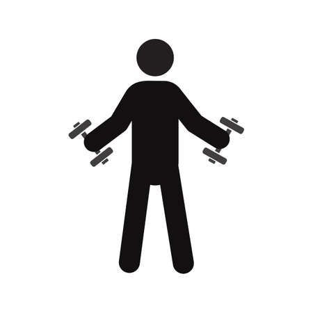 Man training with dumbbells silhouette icon.  Isolated vector illustration.のイラスト素材