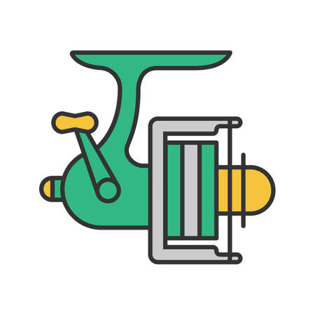 Spinning reel color icon. Fishing gear isolated vector illustration.のイラスト素材