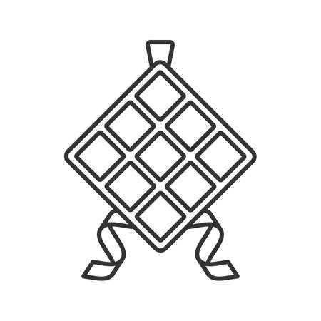 Ketupat linear icon. Thin line illustration. Rice in palm leaf. Contour symbol. Vector isolated outline drawingのイラスト素材