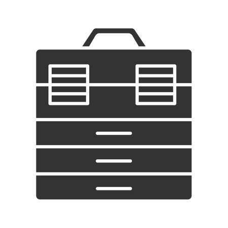 Fishing tackle box glyph icon vector illustrationのイラスト素材