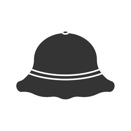 Fisherman hat glyph icon. Fishing equipment. Silhouette symbol. Negative space. Vector isolated illustrationのイラスト素材