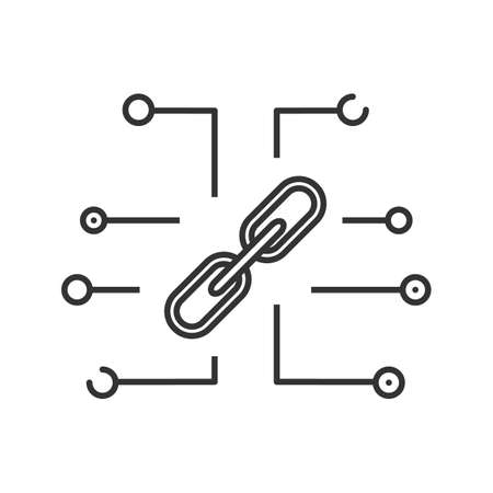 Link linear icon. Blockchain. Thin line illustration. Connection. Contour symbol. Vector isolated outline drawingのイラスト素材