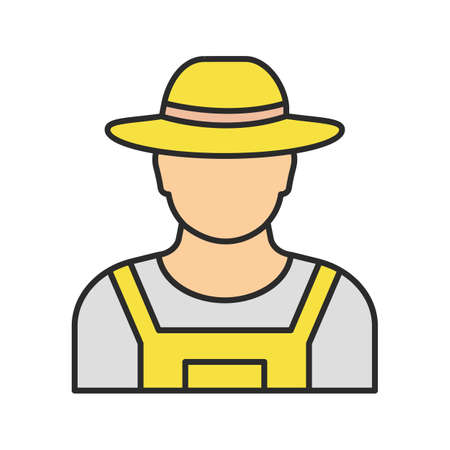 Farmer in color icon. Agricultural worker. Isolated vector illustrationのイラスト素材