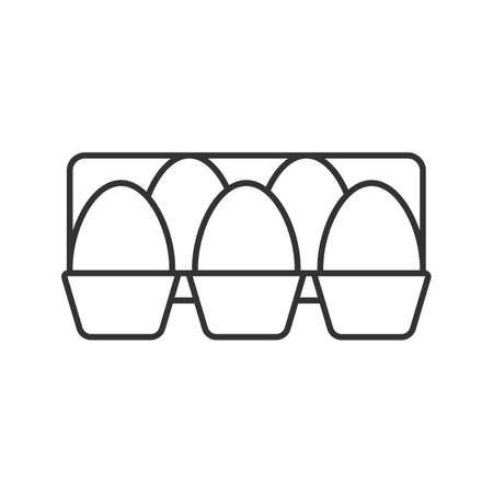 Eggs tray linear icon. Thin line illustration. Contour symbol. Vector isolated outline drawingのイラスト素材