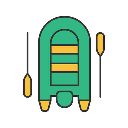 Inflatable rubber motor boat color iconのイラスト素材
