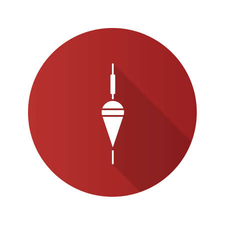 Fishing float flat design long shadow glyph icon. Bobber. Angling equipment. Vector silhouette illustrationのイラスト素材