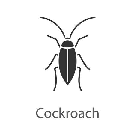Cockroach glyph icon. Silhouette symbol. Insect. Negative space. Vector isolated illustrationのイラスト素材