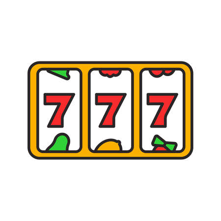 Slot machine symbol with three sevens color icon illustrationのイラスト素材