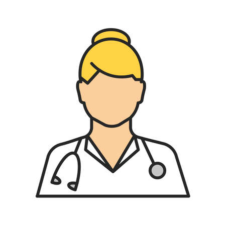 Doctor color icon. Medical worker. Practitioner. Isolated vector illustrationのイラスト素材