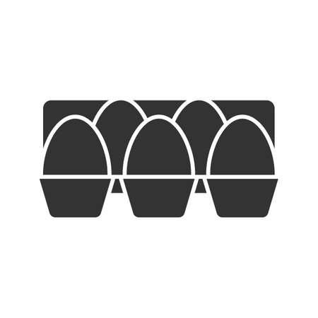 Eggs tray glyph icon. Silhouette symbol. Negative space. Vector isolated illustrationのイラスト素材