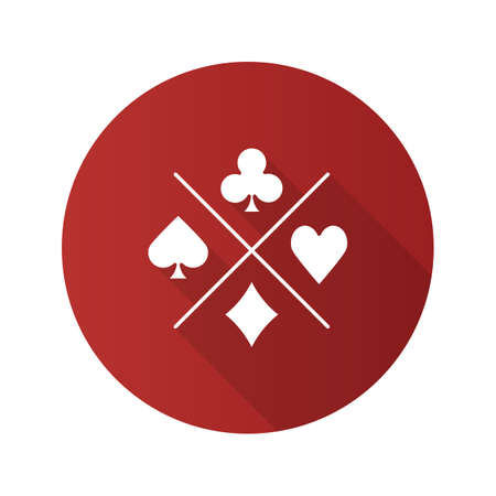 Suits of playing cards flat design long shadow glyph iconのイラスト素材