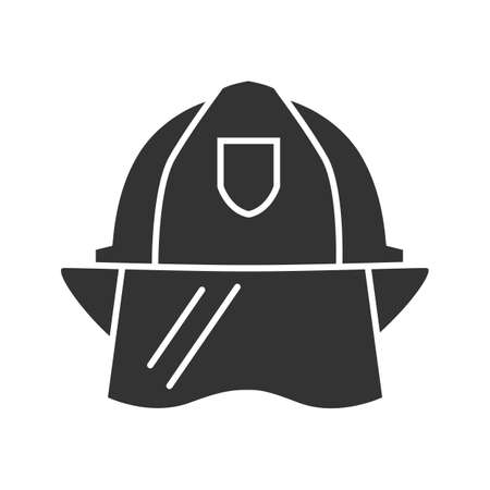 Firefighter helmet glyph icon. Silhouette symbol. Hard hat. Negative space. Vector isolated illustrationのイラスト素材